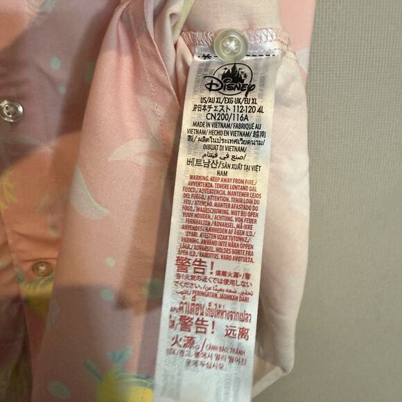 Disney The Little Mermaid Shirt Extra Large Button Down Pink Rare Flounder Camp - Picture 9 of 12